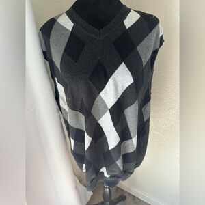 Perry Ellis Black and Gray Argyle Vest